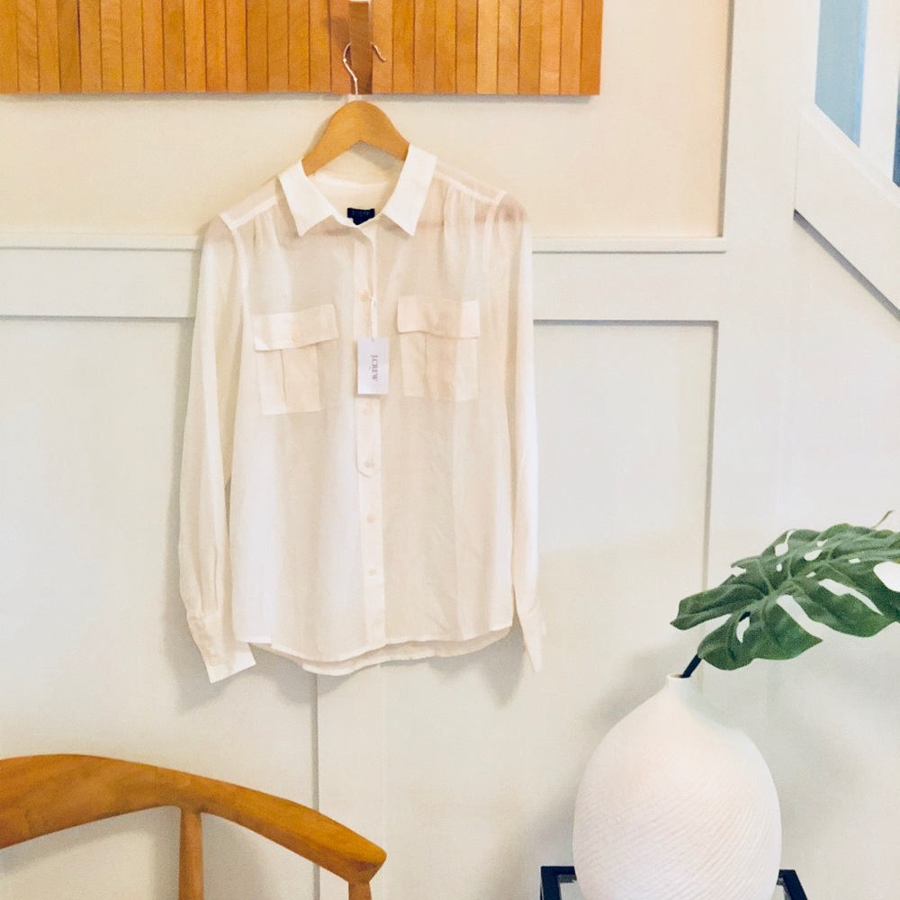 NWT J. Crew 100% silk button down blouse